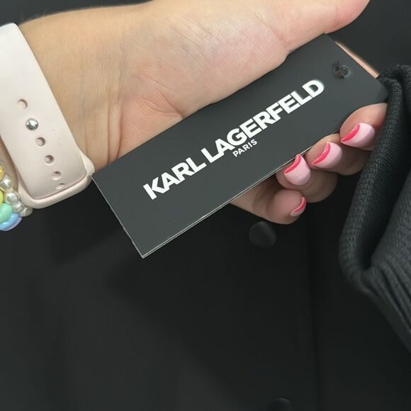 NWT-Karl LAGERFELD- black business letterman jacket- Size 10 - Picture 7 of 10